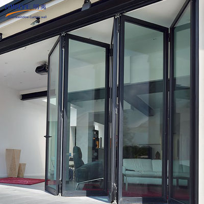 Main Material Glass French Design Aluminum Frame Double Tempered Glass Bi Folding Door