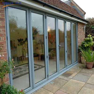 Main Material Glass French Design Aluminum Frame Double Tempered Glass Bi Folding Door