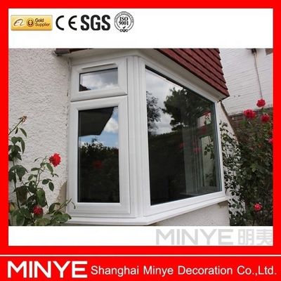 Double Glazed Double Tempered Glass Swing Out PVC Bay Vinyl Windows for Residential