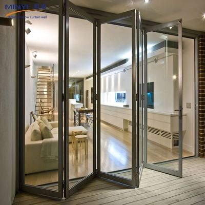 Folding Accordion Aluminum Glass Patio Exterior Bifold Sliding Door with Thermal Break