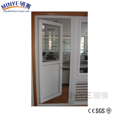 Store Front French Glass Door Design with White PVC Profile and Double Tempered Glass