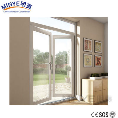 Store Front French Glass Door Design with White PVC Profile and Double Tempered Glass