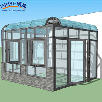 All Season Glass House with Flat Roof Design and Thermal Break Aluminum Insulated Roof