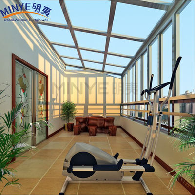 All Season Glass House with Flat Roof Design and Thermal Break Aluminum Insulated Roof