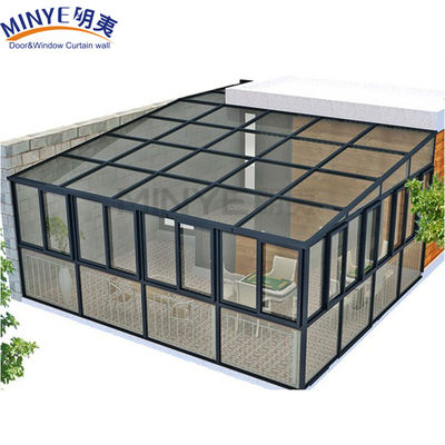 All Season Glass House with Flat Roof Design and Thermal Break Aluminum Insulated Roof