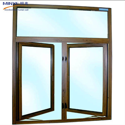 Anodized Aluminum Cladding Wooden Profile Double Frame Casement Window with Anodizing