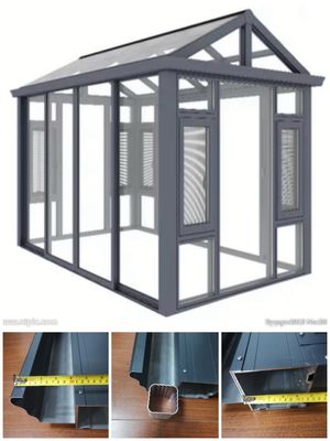 Modern Aluminum Garden Sun Room with Heat Insulation and Windproof Double Tempered Glass
