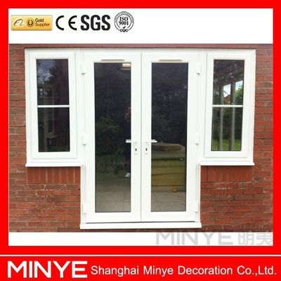 Good Air Tightness and Water Tightness PVC/UPVC Casement Glass Main Door with Grills