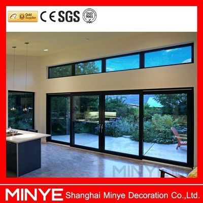 Double/ Triple/ Four Tracks Modern Front Door Designs with Big Glass Sliding Door