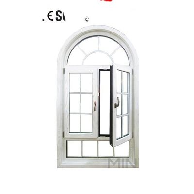 Aluminum Cladding Wood Radius Window with Grill Design 1.4mm and 14mm Profile Thickness