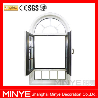 Aluminum Cladding Wood Radius Window with Grill Design 1.4mm and 14mm Profile Thickness