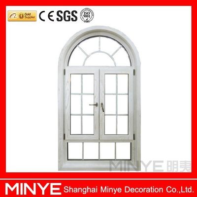 Aluminum Cladding Wood Radius Window with Grill Design 1.4mm and 14mm Profile Thickness