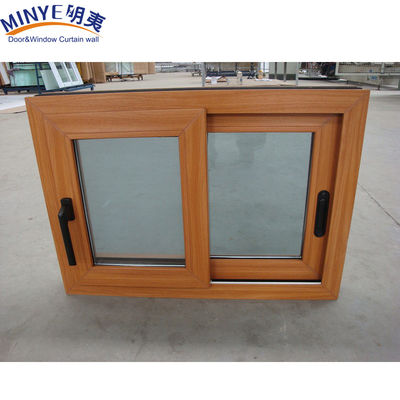 Soundproof Plastic Frame UPVC/PVC Sliding Windows with Double Glazed in Wood Color