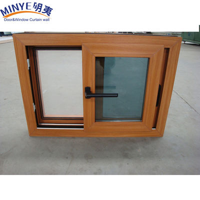 Soundproof Plastic Frame UPVC/PVC Sliding Windows with Double Glazed in Wood Color