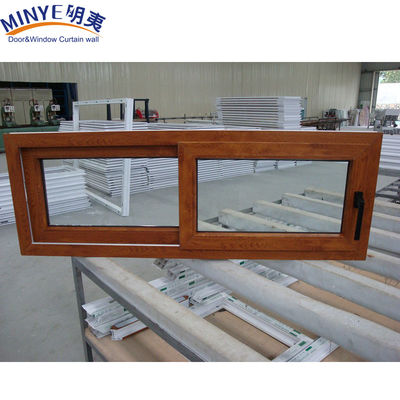 Soundproof Plastic Frame UPVC/PVC Sliding Windows with Double Glazed in Wood Color