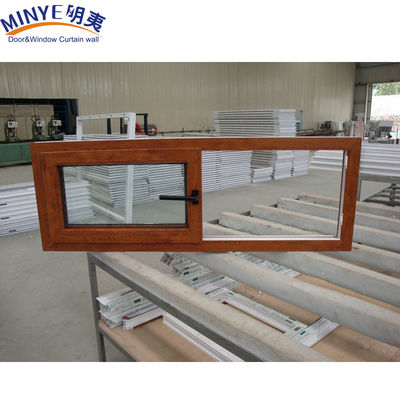 Soundproof Plastic Frame UPVC/PVC Sliding Windows with Double Glazed in Wood Color