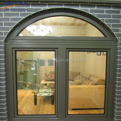 Customized Profile Color Aluminum Alloy Frame Curved Windows with Top Round Design