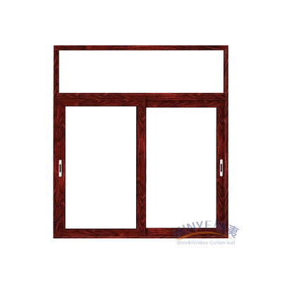 Hotel Hurricane Impact Proof 2 Track PVC Double Glazed Sliding Windows in Wood Color