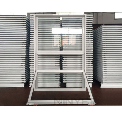 UPVC Manual Vertical Sliding Window with Tempered Glass and FiberGlass Screen Netting