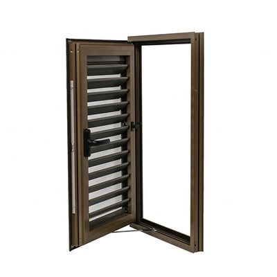 Modern Design Aluminium Vertical Louver Handle Cranking Shutter Windows Hurricane-proof