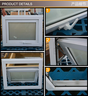 UPVC Frame and Modern Design Style Double Tempered Glass Awning Window in White Colour