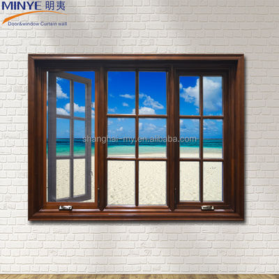 MINYE 's Aluminum Wood Casement Windows Customizable and Tempered Glass Included
