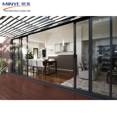 French Design Style Double Glazed Windows Doors in 4 Tracks Sliding Door Commercial System