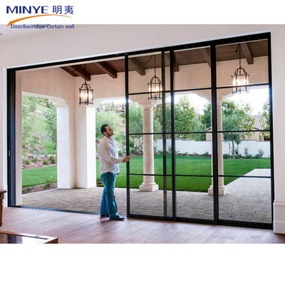 French Design Style Double Glazed Windows Doors in 4 Tracks Sliding Door Commercial System