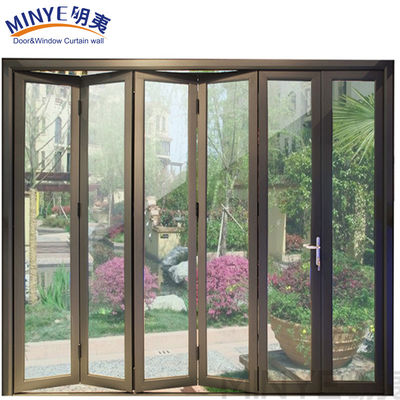Hotels Modern Design Aluminum Wardrobe Accordion Glass BiFold Doors with Foldable Hinges