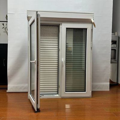 Folding Screen PVC Casement Window with Fiberglass Mosquito Net and Rolling Blinds