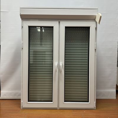 Folding Screen PVC Casement Window with Fiberglass Mosquito Net and Rolling Blinds
