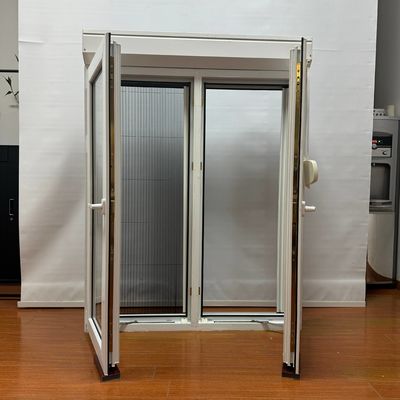 Folding Screen PVC Casement Window with Fiberglass Mosquito Net and Rolling Blinds