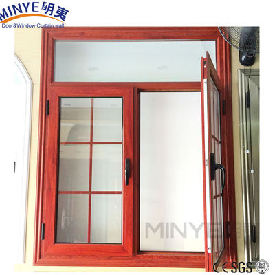 Modern House Aluminum Casement Windows with Double Glazed Glass and Grill Design