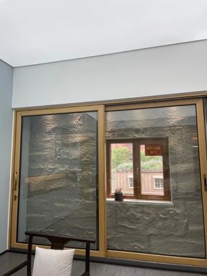 Commercial Glass Door Wood Grain Color Aluminum Alloy Sliding Door for Japanese Style