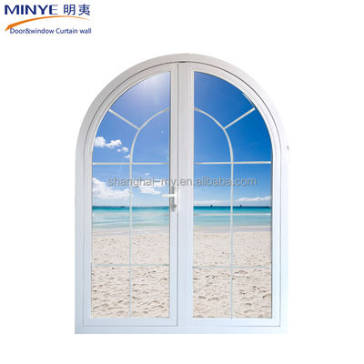 Arch Top Design Windproof Casement Door with Powder Coated Finish in Rustic Style