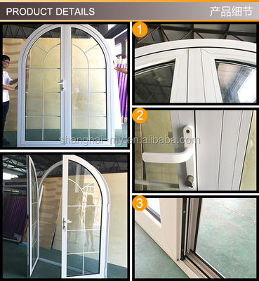 Germany Hardware Thermal Break Aluminum Arch Double Casement Window with Grills