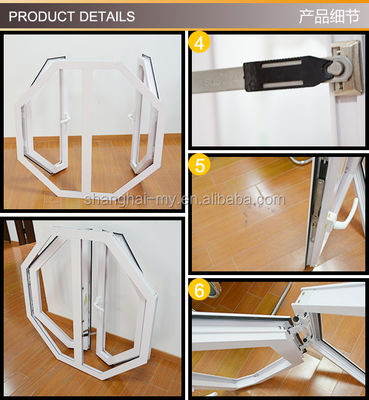 Aluminum Alloy Hexagon Frame Double Pane Glass Casement Window for Horizontal Opening