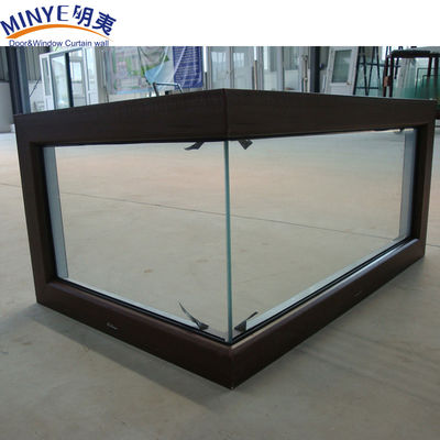 Wood Color Aluminium Frame Glass Corner Window with Windproof Function and Glass Design