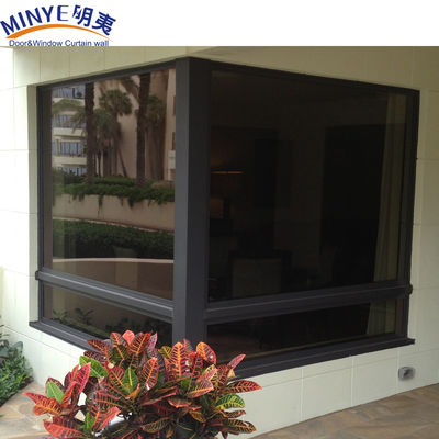 Wood Color Aluminium Frame Glass Corner Window with Windproof Function and Glass Design