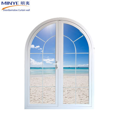 Aluminum Profile Arch Double Oval Glass Casement Door with Water Penetration 450 PA