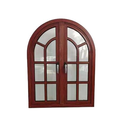 Wooden Grain Aluminium Half Round Arched Shape Window with Horizontal Opening Pattern