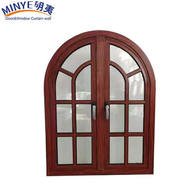 CE Standard Aluminum Alloy Frame Best Casement Designs Wood Grain Half Round Arched Window