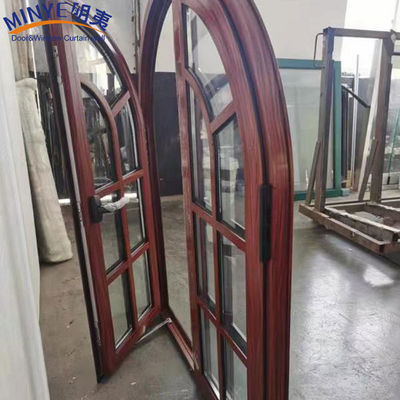 CE Standard Aluminum Alloy Frame Best Casement Designs Wood Grain Half Round Arched Window