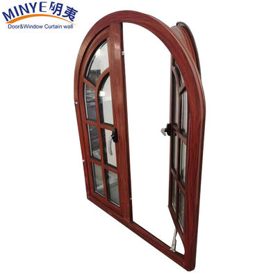 CE Standard Aluminum Alloy Frame Best Casement Designs Wood Grain Half Round Arched Window