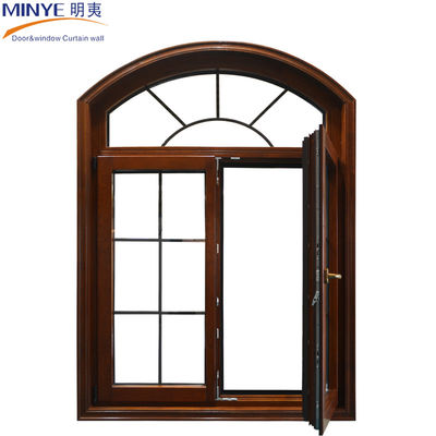 Aluminum Arch Windows with Wood Frame and Horizontal Opening Pattern in Modern Design