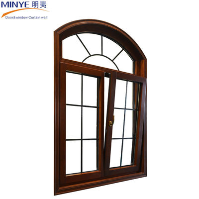 Aluminum Arch Windows with Wood Frame and Horizontal Opening Pattern in Modern Design