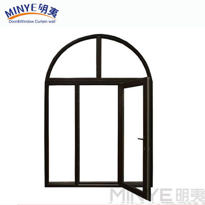 Aluminum Arch Windows with Wood Frame and Horizontal Opening Pattern in Modern Design