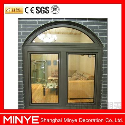 Brick Moulding Sound Insulation Half Round Double Glazed Windows with Aluminum Arched