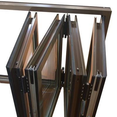 Accordion Aluminum Vertical Folding Windows with Power Coated and Chinese Top Hardware