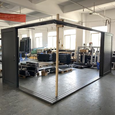 Entry Sliding Gusset Door System for Panoramic Corner Patio Doors Finished in Aluminum